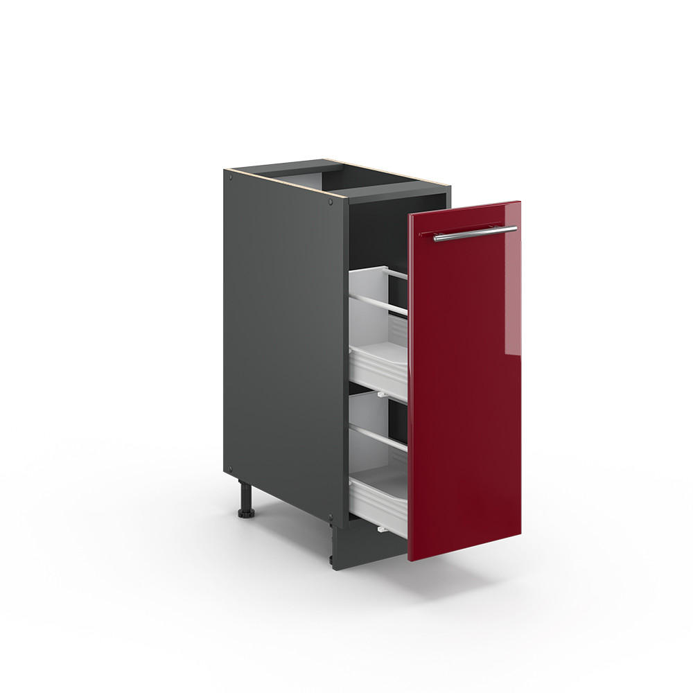 APOTHEKERUNTERSCHRANK Fame-Line Bordeaux Hochglanz 30 cm ohne AP - Bordeaux/Anthrazit, Holzwerkstoff (30/82/51.6cm) - Vicco