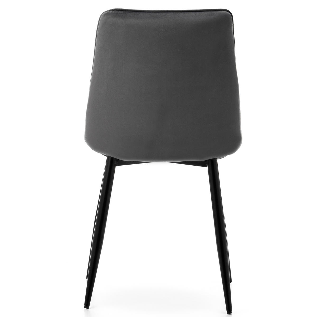 STUHL CHIC gespolsterter mit Steppung - grau - Samt Velours - Schwarz/Grau, Metall (50/88/47cm) - NEW HOME