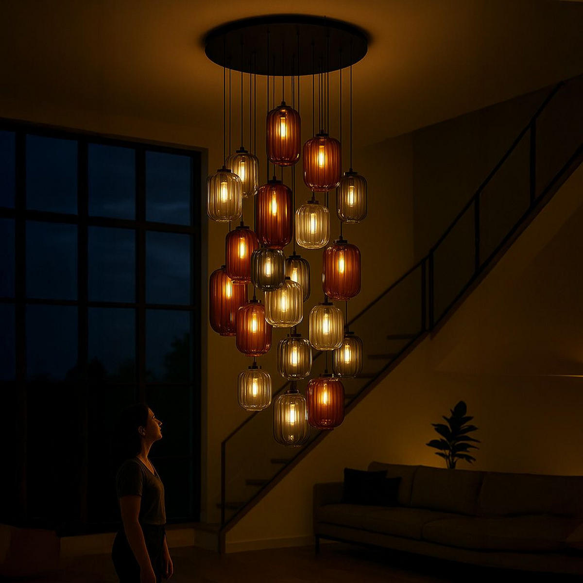 GALERIELEUCHTE Velo 20-flammig Braun Ø 18/20/25cm - Braun/Weiß, Glas (25/25/27cm) - s.luce