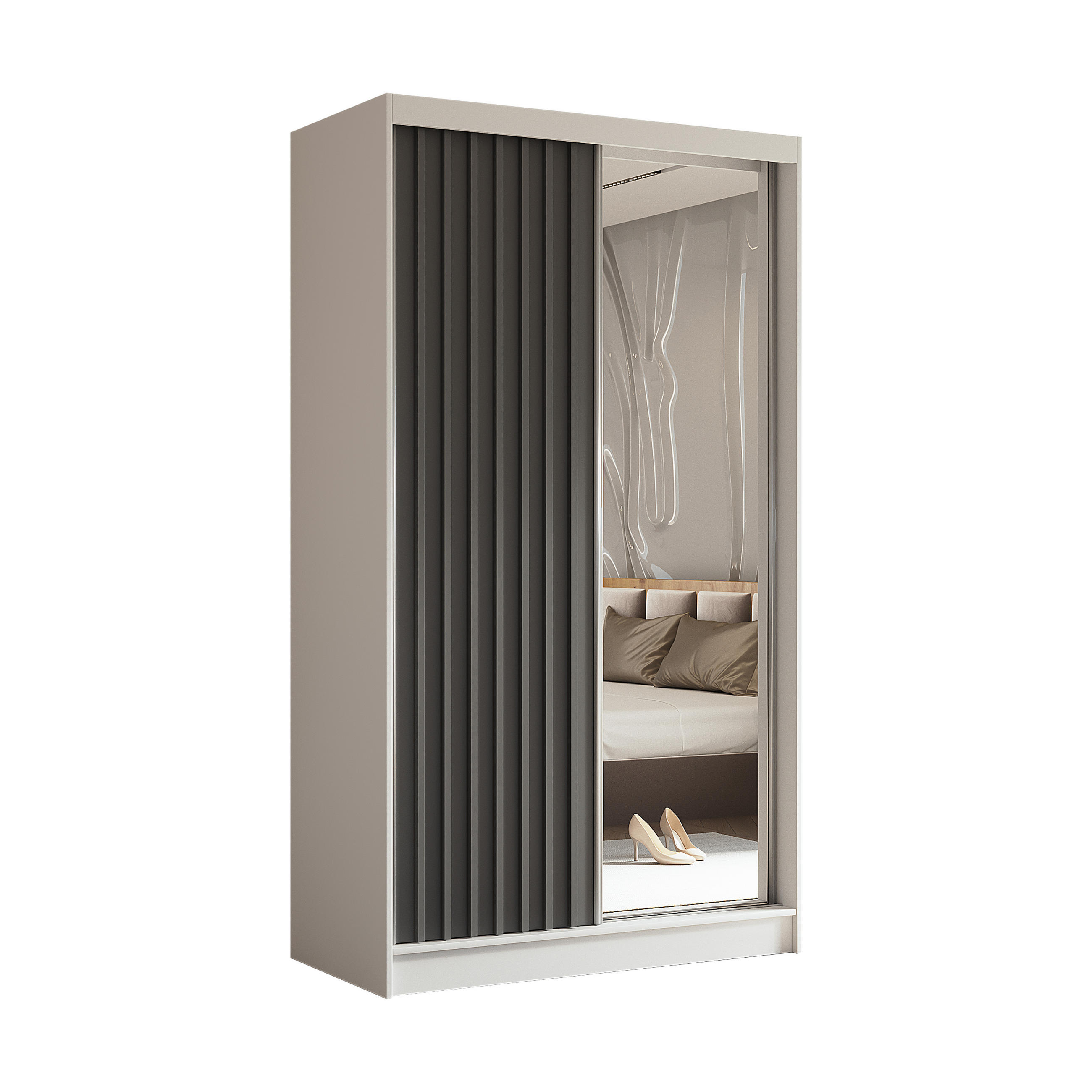 Masseno Schwebetürenschrank Weiß 120x216x61 cm