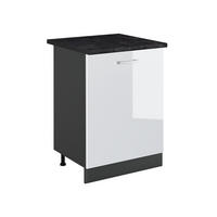 KUCHYNSKÁ SPODNÁ SKRINKA R-Line, Biely vysoký lesk/antracitová, 60 cm s 1 dverami antrasiitti työtaso - biela s vysokým leskom/antracitová, kompozitné drevo (60/81.6/60cm) - Vicco