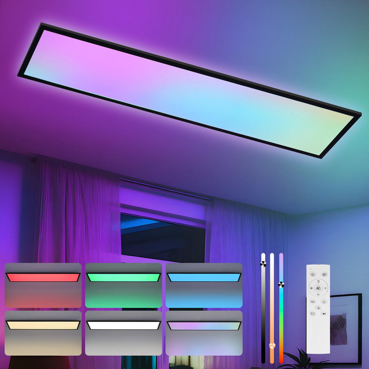 ZÁVĚSNÉ LED světlo Clayton III 30/120/6 cm - černá, kov (30/120/6cm) - Nettlife