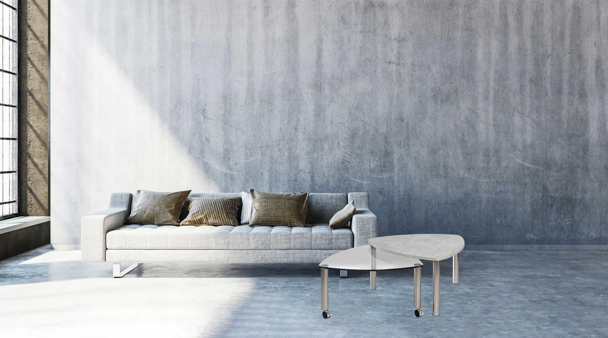 COUCHTISCH Ablage ausdrehbar Clary 80x43x80 Holzwerkstoff Nickel/Beton - Transparent/Grau, Glas (80/80/80cm) - 58aufmkessel