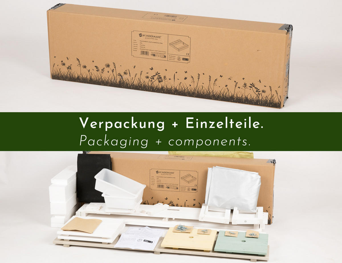 SANDKASTEN arena2 - Weiß, Holz (113/113/19cm) - WONDERMAKE