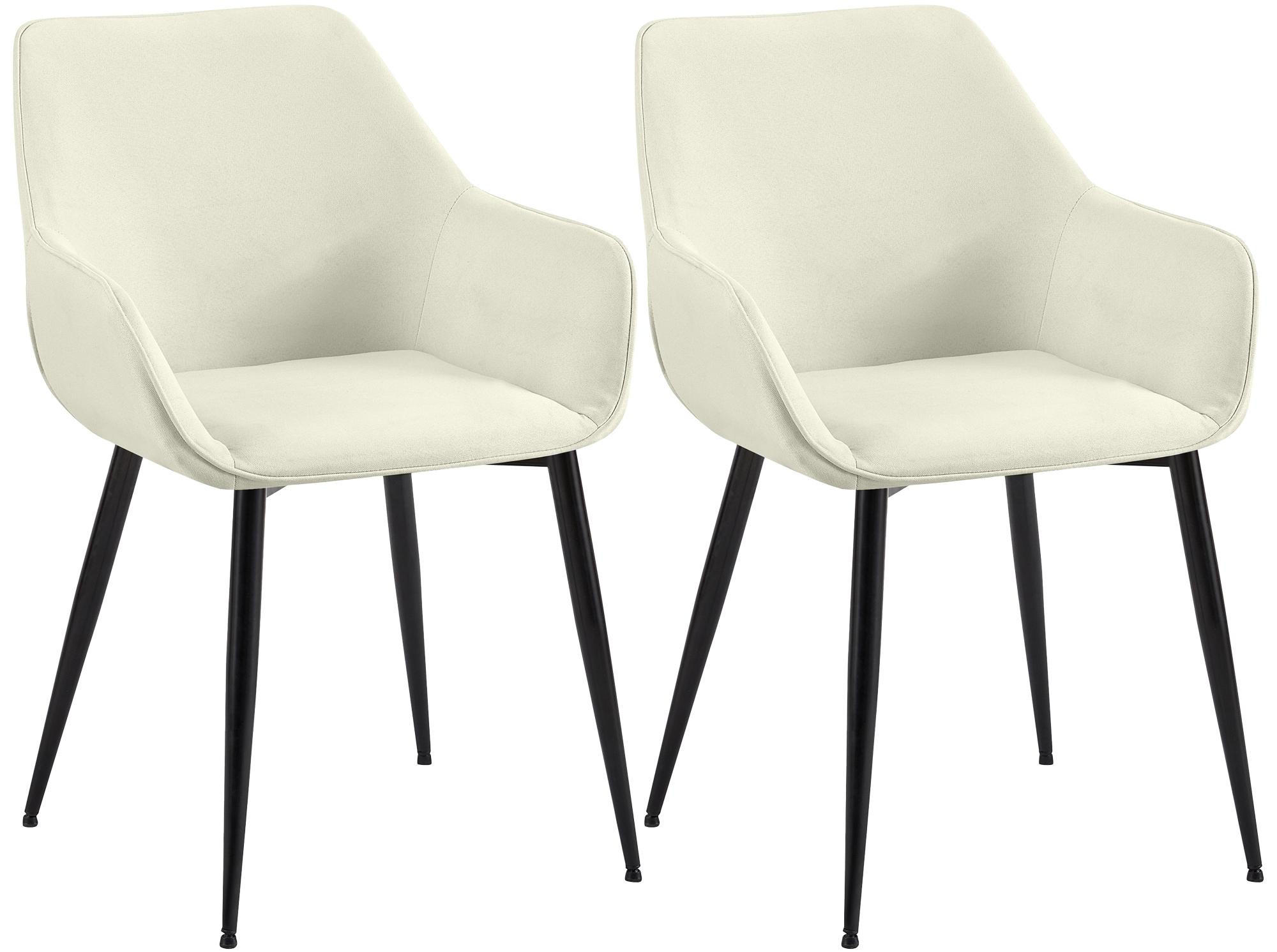 ARMLEHNENSTUHL 2er Set Stoff Creme - Creme/Schwarz, Textil/Metall (52/82/63cm) - CLP