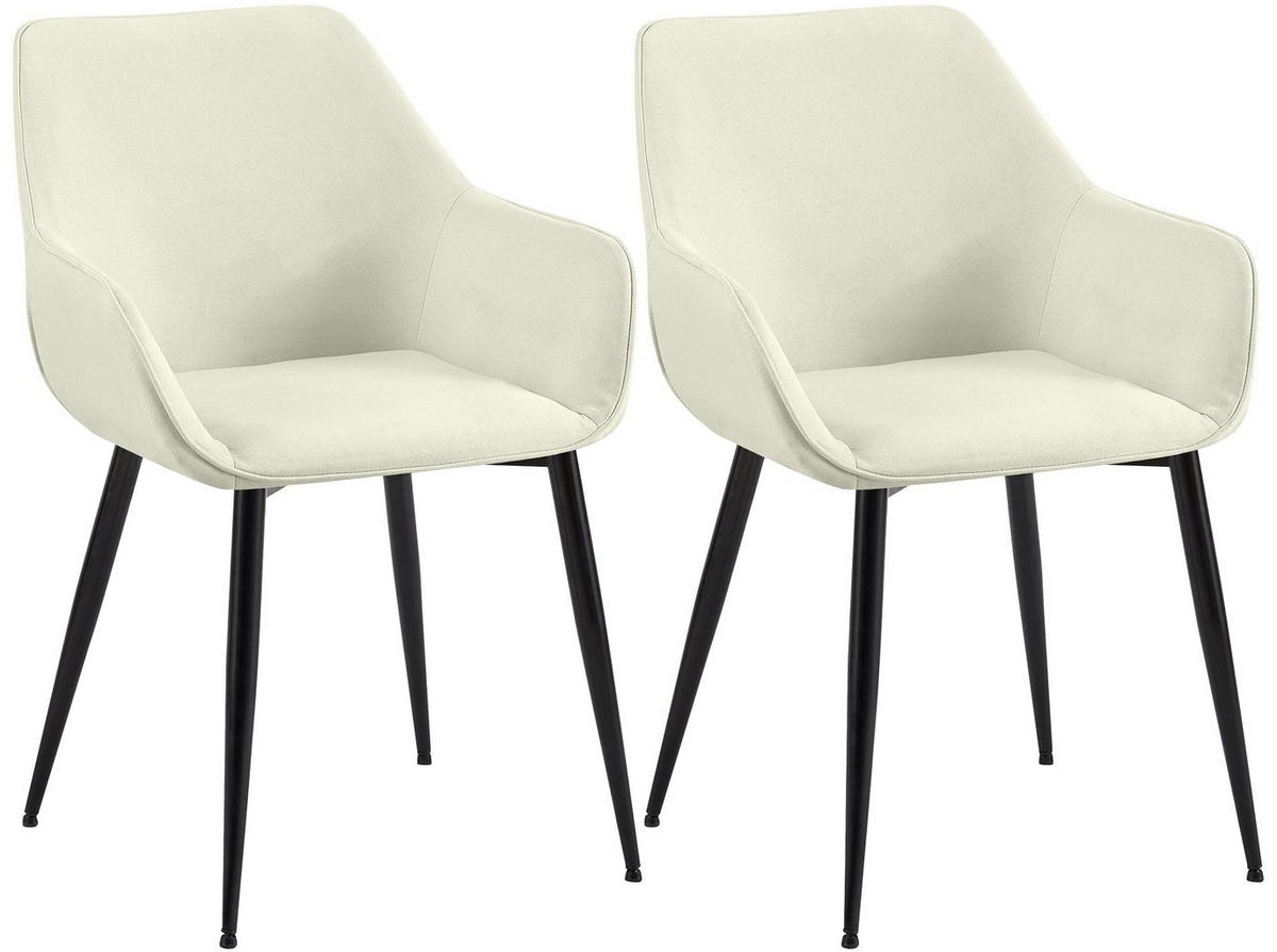 ARMLEHNENSTUHL 2er Set Stoff Creme - Creme/Schwarz, Textil/Metall (52/82/63cm) - CLP