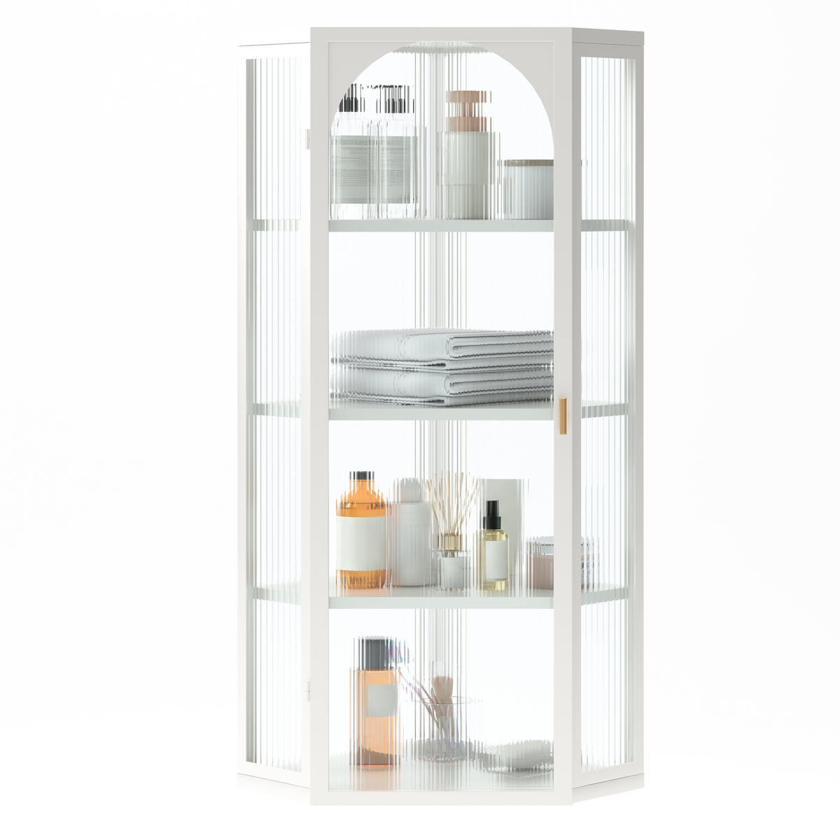 BAD-WANDSCHRANK Weiß, Glastür & 4 Ablagen, 56 x 40 x 105 cm - Weiß, Metall (56/105/40cm) - Urban Meuble