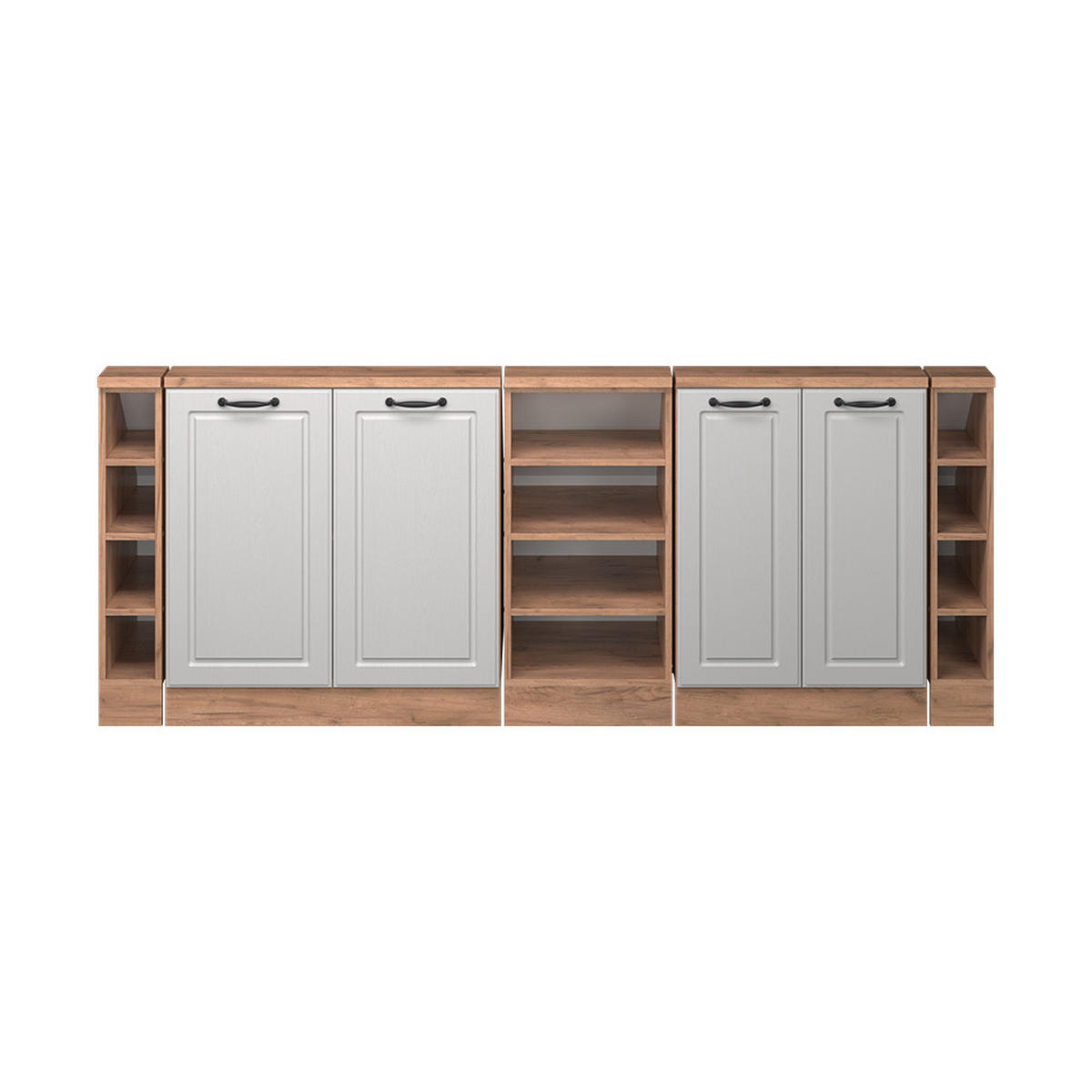 DACHSCHRÄGENSCHRANK-SET Rion Weiß Landhaus/Goldkraft Eiche 5er Set - Honigeiche/Weiß, Holzwerkstoff (210/81.6/46cm) - Vicco