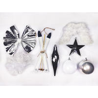 LAALU CHRISTBAUMKUGEL-SET 118 Stück im Karton SNOW TOP für Weihnachtsbäume 300-450 cm - Silberfarben/Weiß, Holzwerkstoff/Kunststoff (60/50/80cm) - LAALU