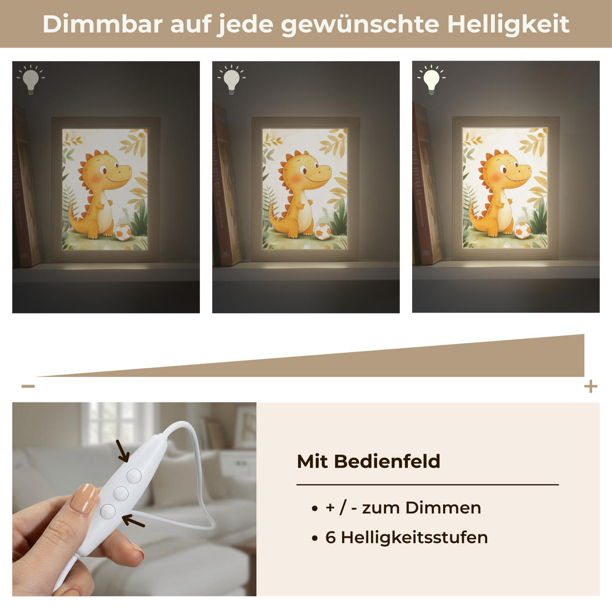 NÁSTĚNNÁ LAMPA Dino - Fotbal - Orange 15x20 cm - béžová, kompozitní dřevo (15/20/8cm) - OnlyWow