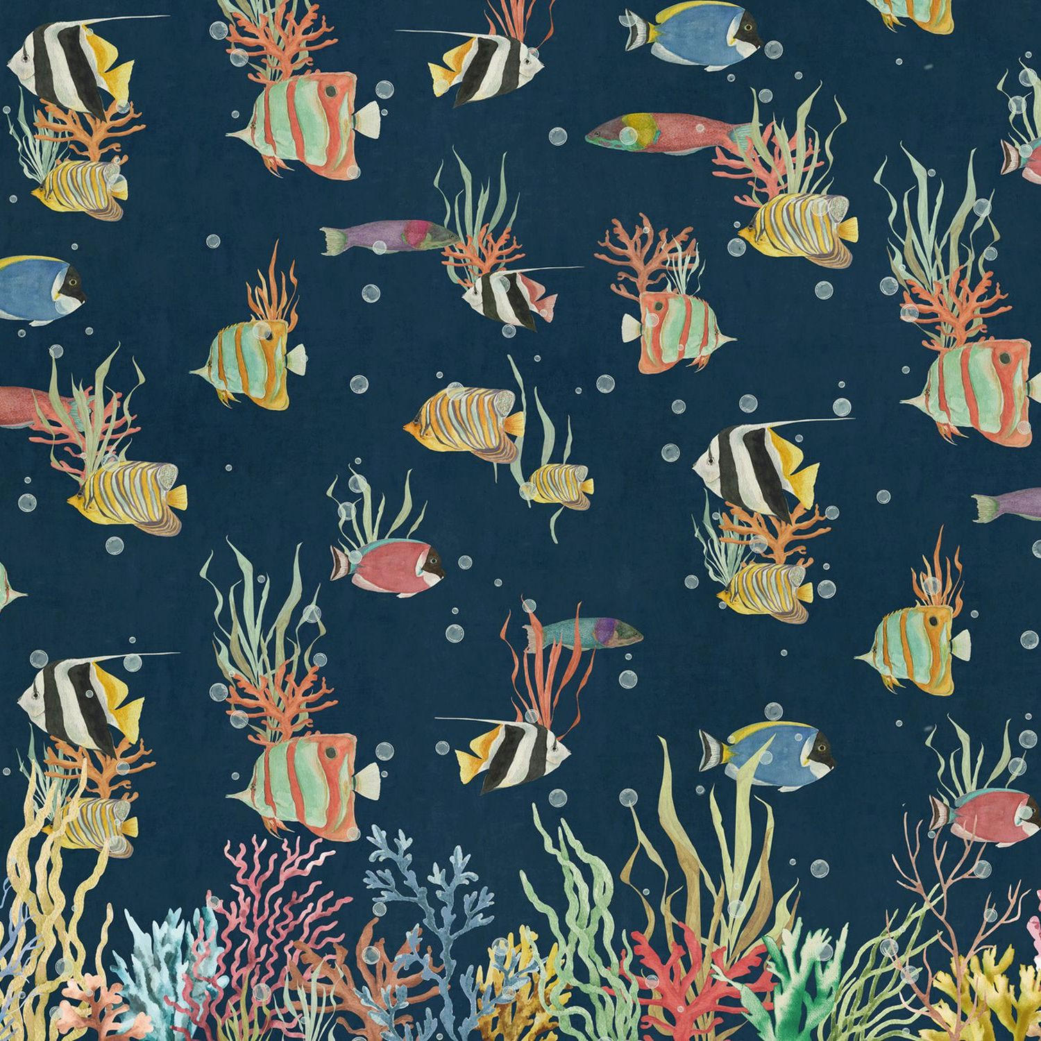 FOTOTAPETE Fische 371 x 280 cm - Blau, Papier (371/280cm) - Sanders & Sanders