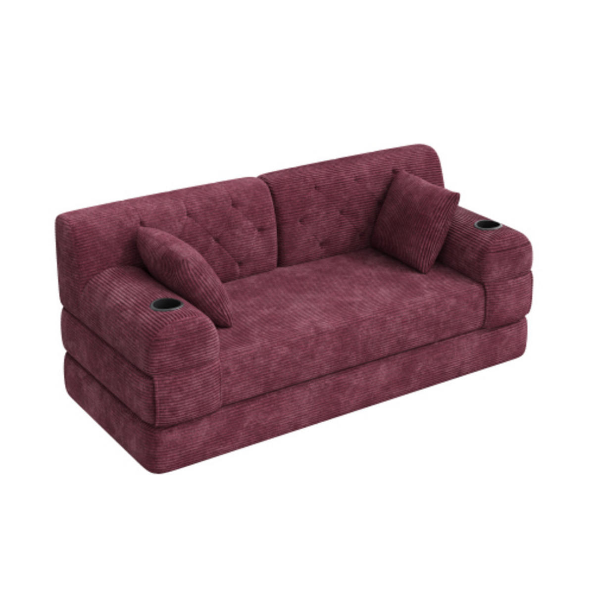 SCHLAFSOFA mit Metallrahmen weinrot 168×80×81 cm aus Cordstoff - Weinrot, Textil (80/81/168cm) - Luhomfu