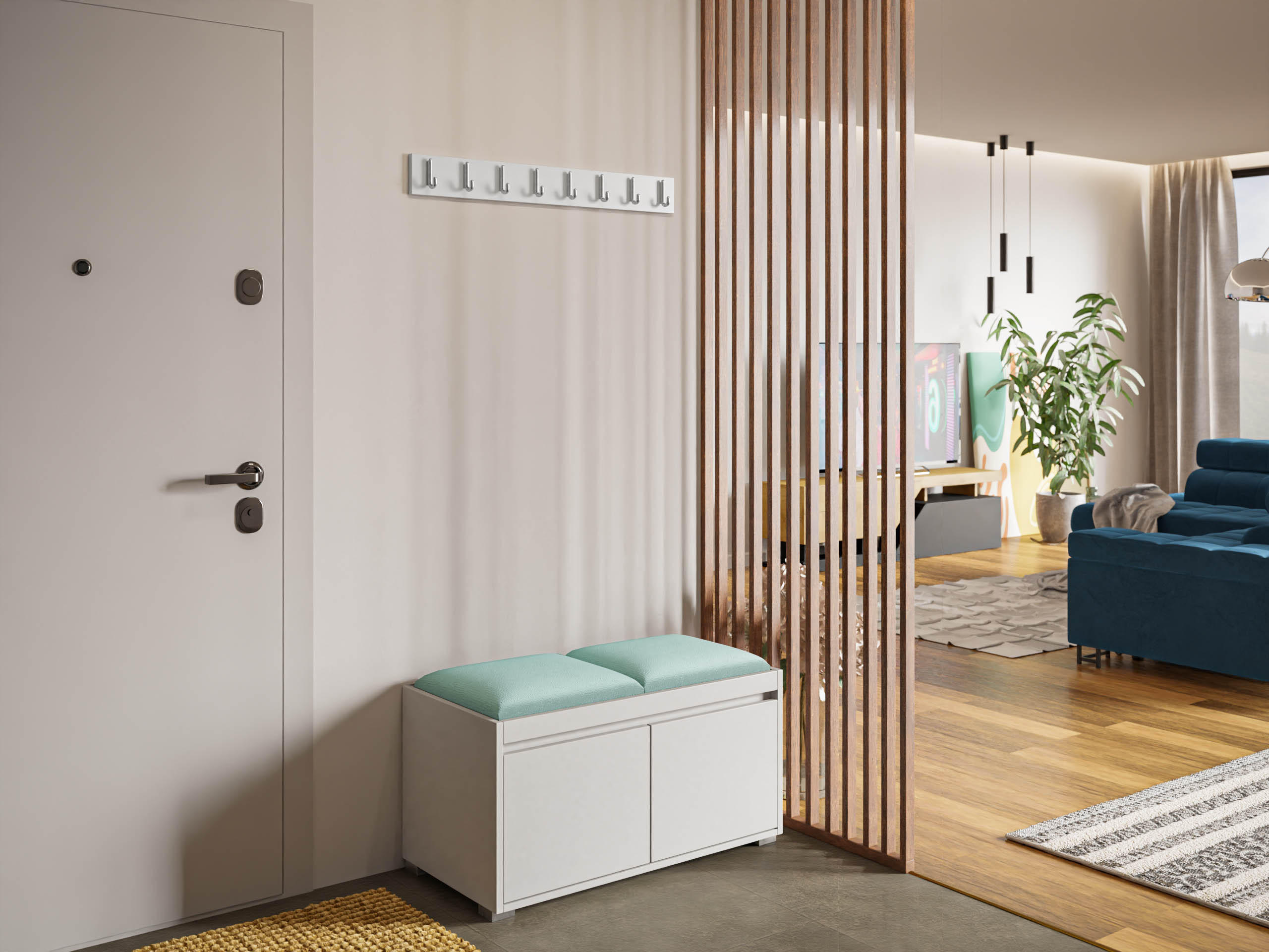 GARDEROBEN-SET Grawis 80 I - Silberfarben/Mintgrün, Holzwerkstoff/Kunststoff (84.5/45/34cm) - MIRJAN24