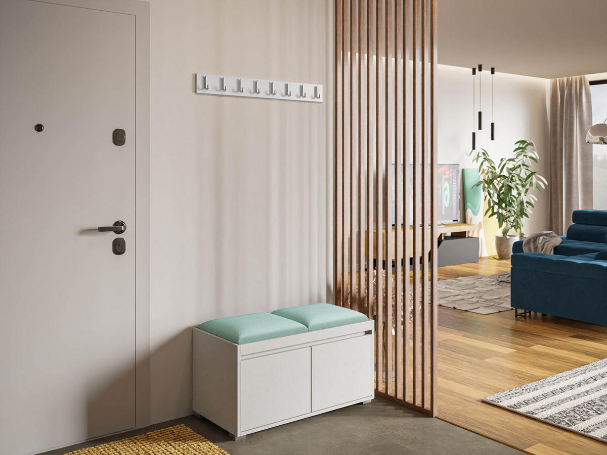 GARDEROBEN-SET Grawis 80 I - Silberfarben/Mintgrün, Holzwerkstoff/Kunststoff (84.5/45/34cm) - MIRJAN24