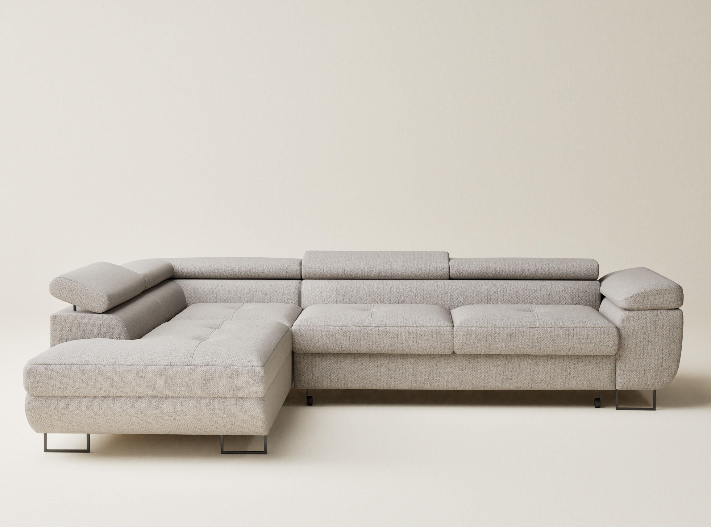 ECKSOFA MIT SCHLAFFUNKTION Concord Seidengrau Webstoff - Greige/Schwarz, Holz/Holzwerkstoff (277/203cm) - Maison de Reve
