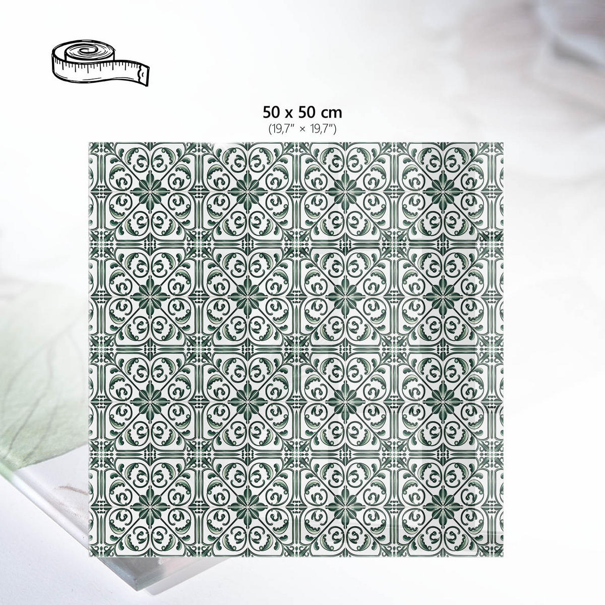 TISCHPLATTE 50x50 cm – Vintage-Stil - Grün, Glas (50/50/0.4cm) - Wallfluent