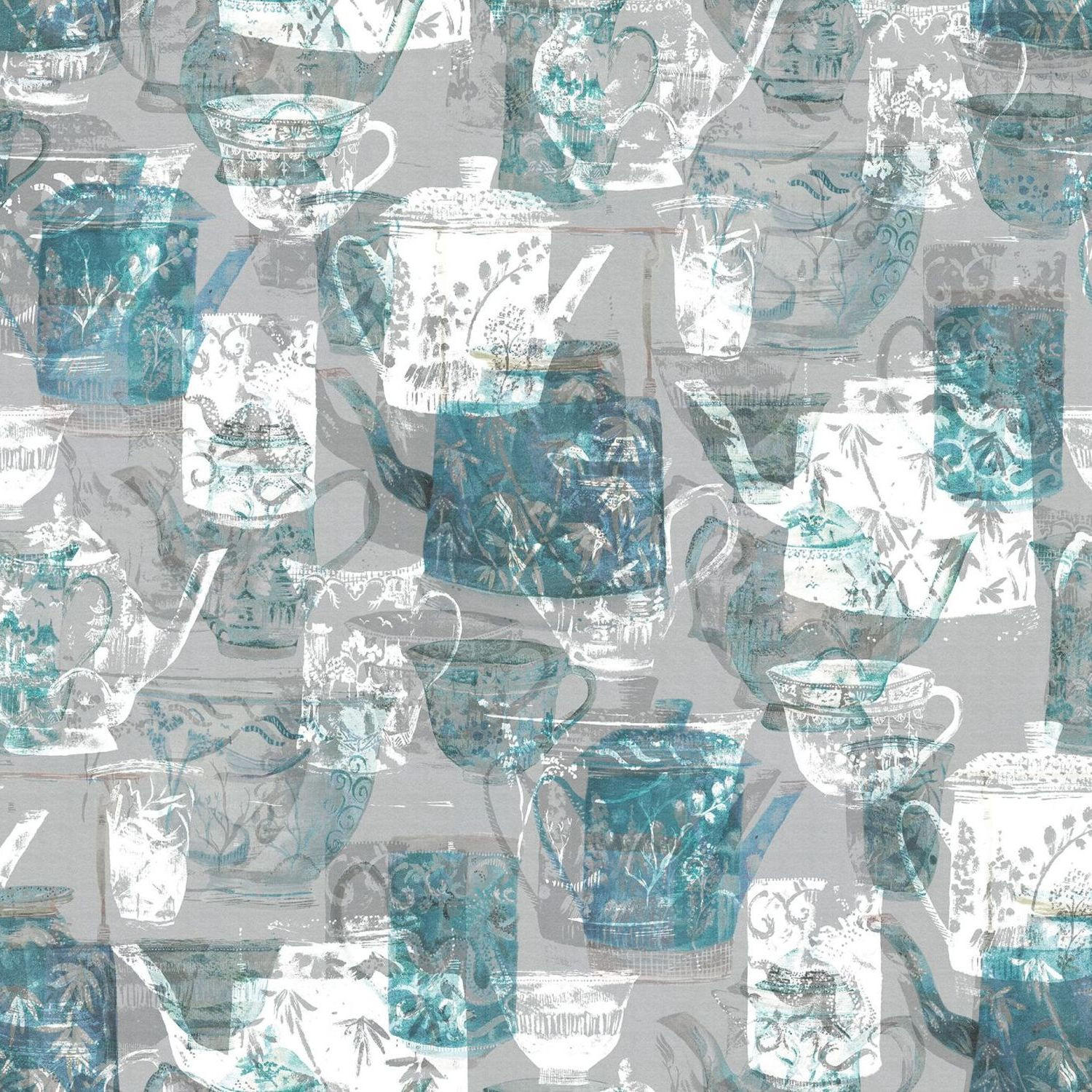 FOTOTAPETE Teetassen 300 x 280 cm - Grau, Papier (300/280cm) - Sanders & Sanders
