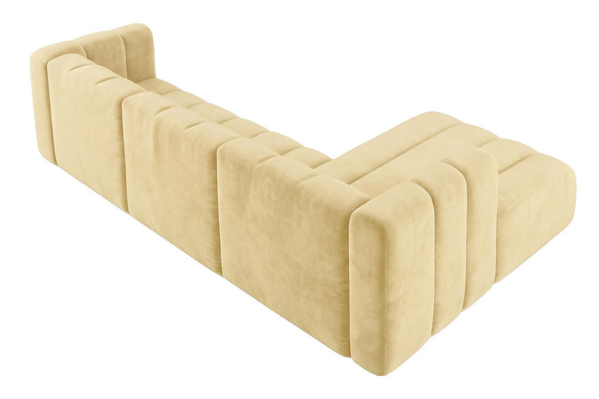 ECKSOFA Modulares In L-Form, Velvet-Stoff Riviera, Buttergelb, Rechts, GRAND 318 cm - Hellgelb, Holz (318/179cm) - Kaiser Möbel