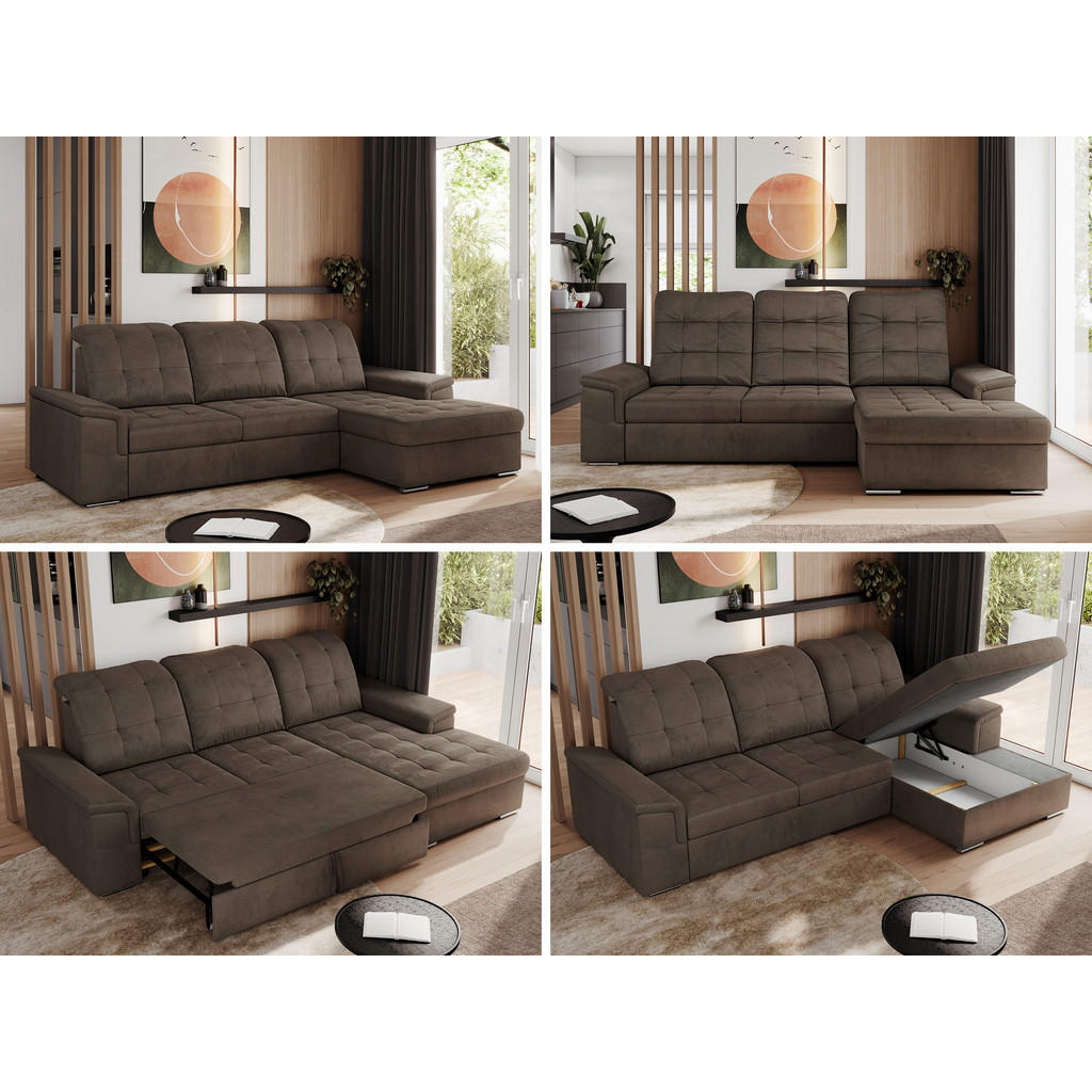 Thumbnail - Ecksofa, Braun, Textil, 4-Sitzer, L-Form,L-Form, 256x160 cm, Oeko-Tex®, Wohnzimmer, Sofas & Couches, Wohnlandschaften, E...
