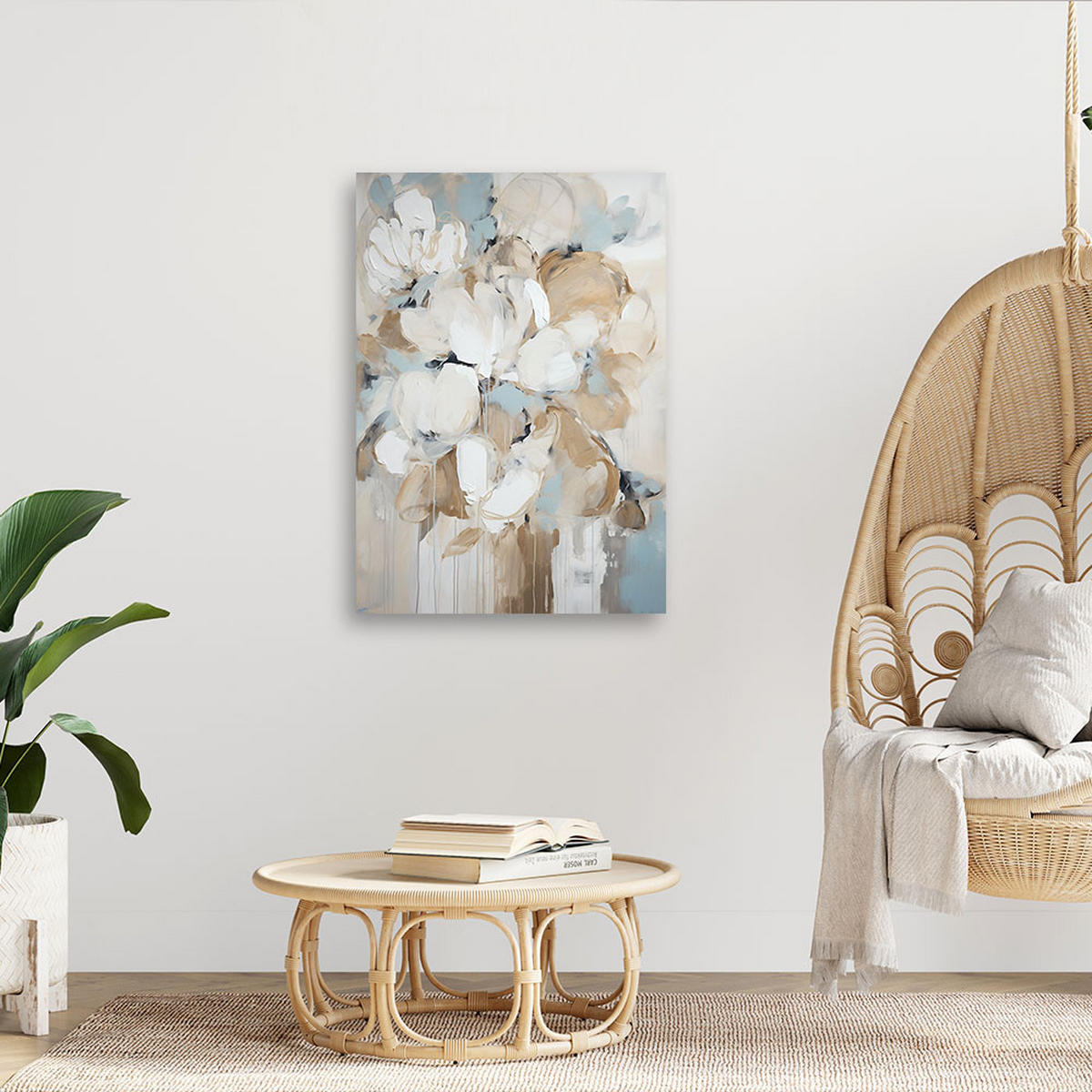 WANDBILD beige gemalte blumen - Beige, Textil (40/60cm) - Feeby