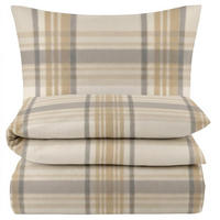 BIBER-BETTWÄSCHE 135x200 - Kuschelig warmer Flanell Bettbezug aus 100% Baumwolle für Herbst & Winter - Kariert Beige - Beige, Textil (135/200cm) - Carpe Sonno