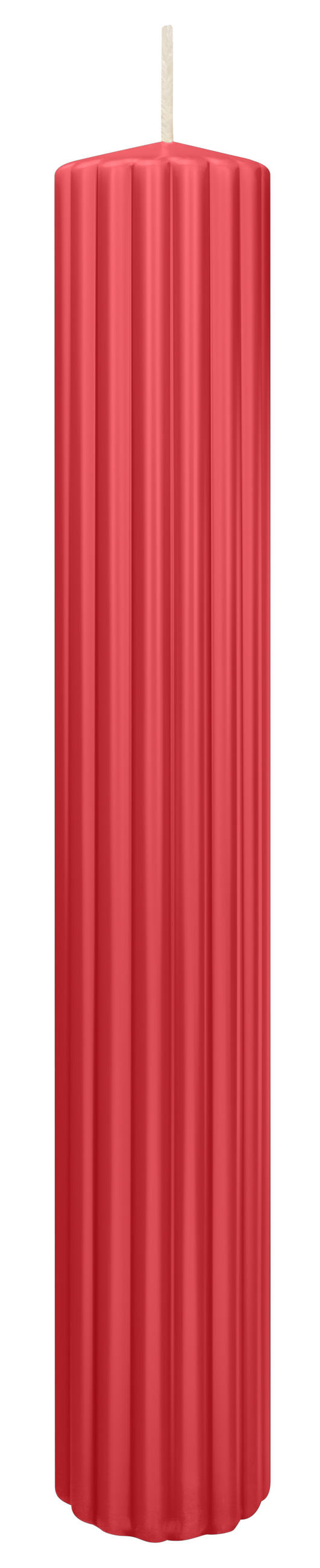 RILLEN KERZEN Himbeer 300 x Ø 45 mm, 4 Stück - Altrosa, Paraffin (8/15/15cm) - Wiedemann Kerzen