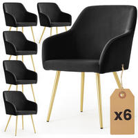 POLSTERSTUHL 6er Set, Metallbeine Schwarz, Gold 54,5/83/58 - Schwarz, Textil (55/83/58cm) - RAUMHIRSCH FURNITURE