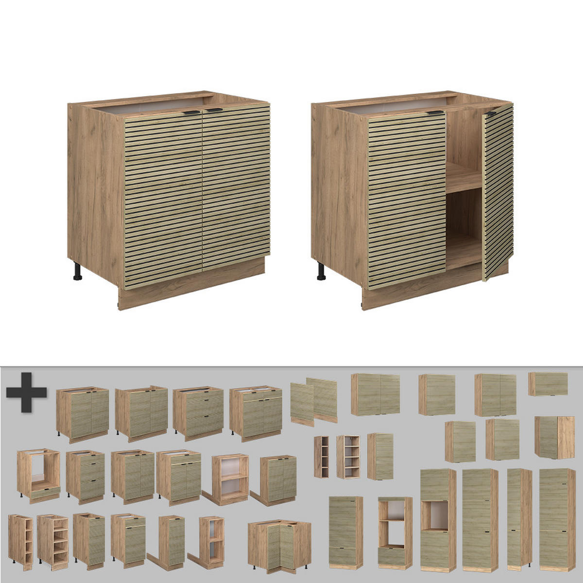 SPODNÍ SKŘÍŇKA KUCHYŇSKÉ LINKY Fame-Line Dubový panel - medově dubová/barva dubu, kompozitní dřevo (80/82/60cm) - Vicco