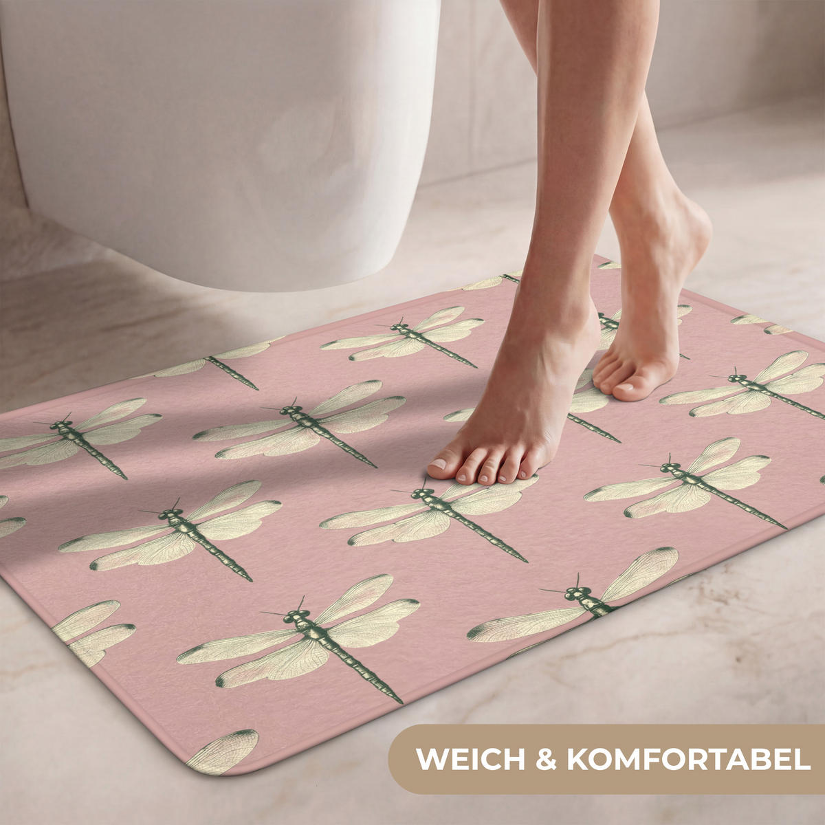 WC-VORLEGER Lillibells - Muster - Rosa Toilettenteppich 80x50 cm - Rosa, Kunststoff/Textil (80/1cm) - OnlyWow