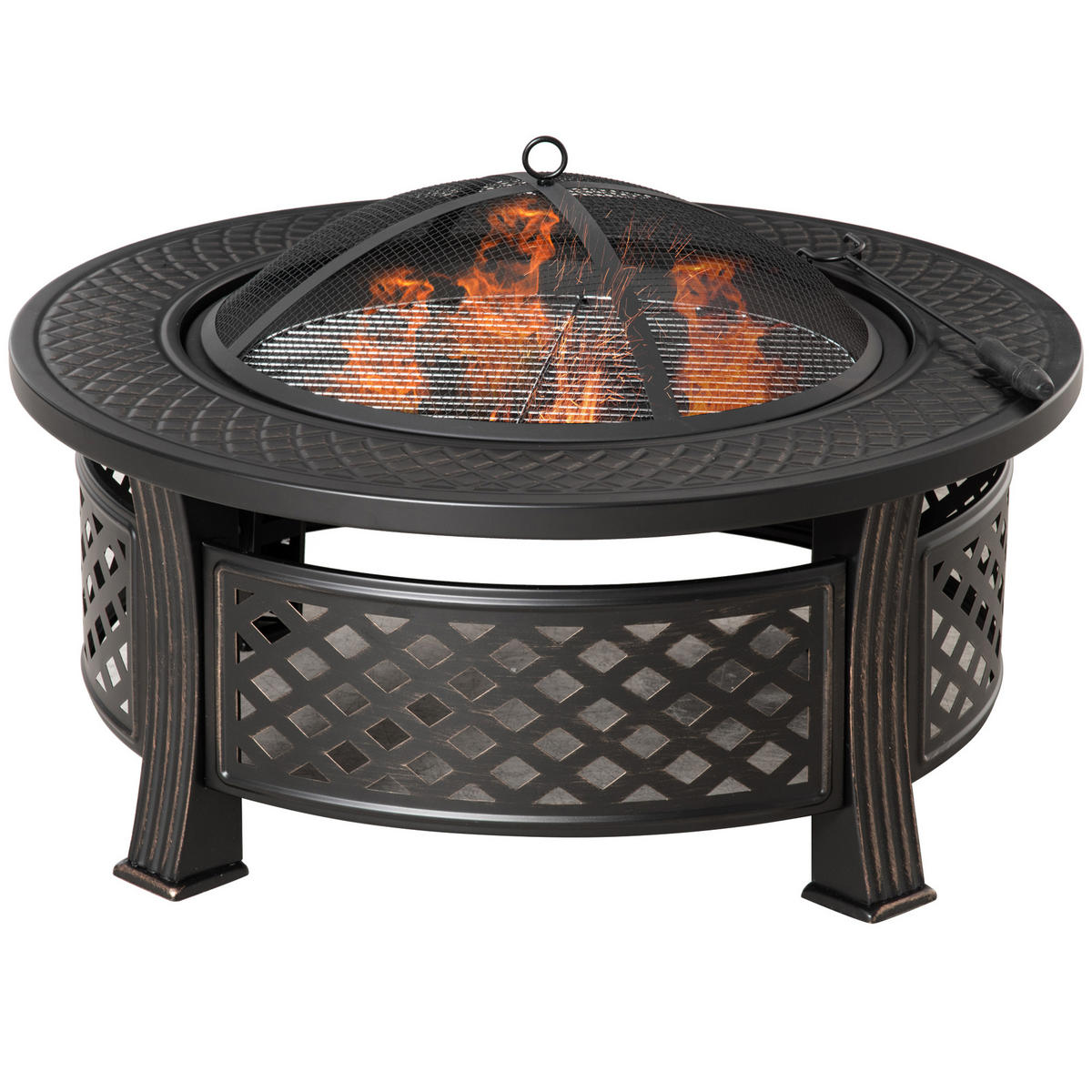 FEUERSCHALE 2-in-1 DE-10418 Antik-Bronze - Schwarz, Metall (81/50/81cm) - ComfortXL