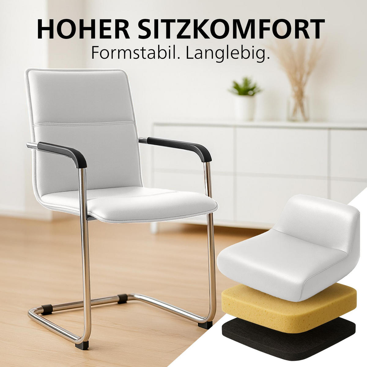 SCHWINGSTUHL Lederlook Weiß - Weiß, Textil/Metall (57/92/59cm) - CLP