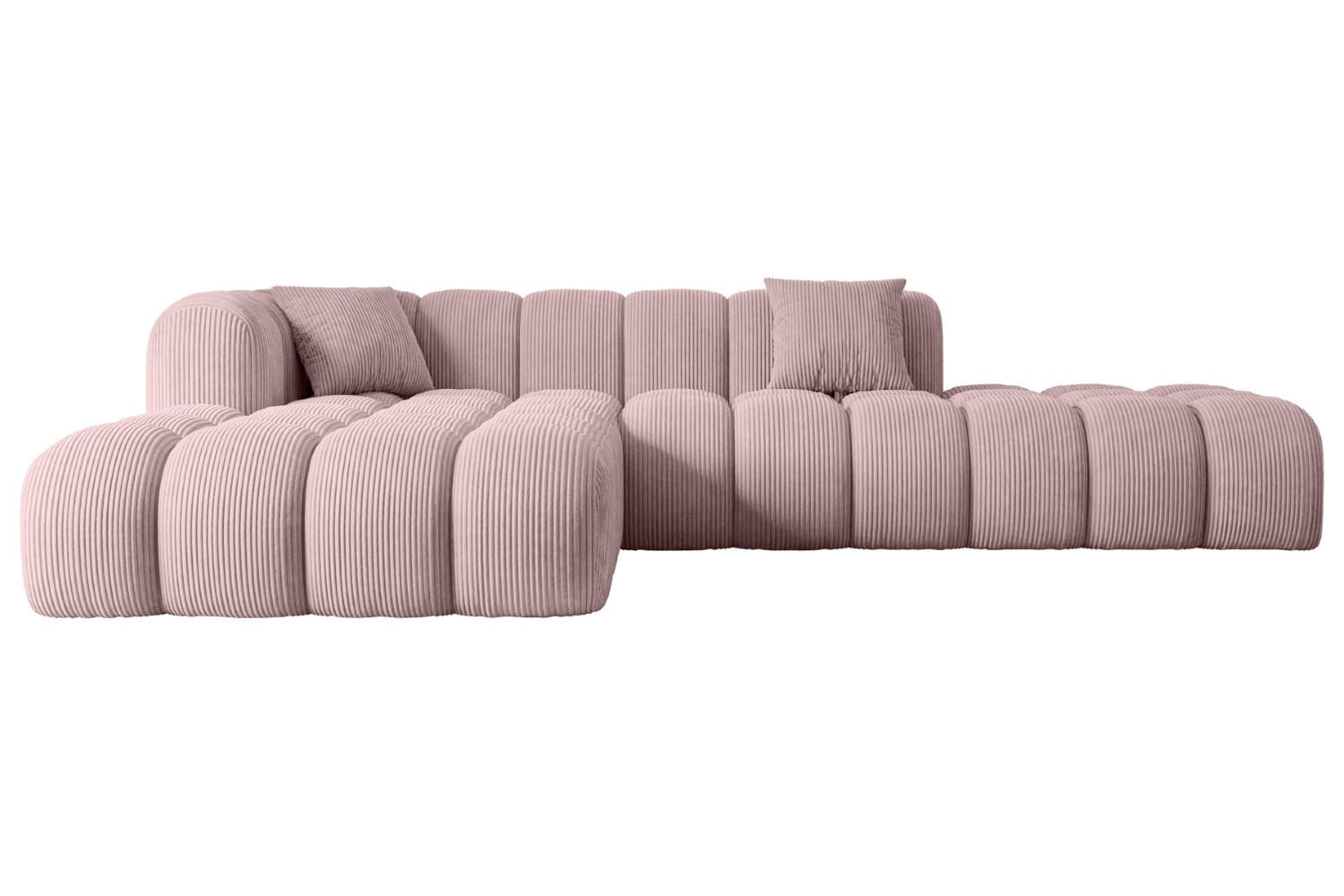 ECKSOFA Ottomane Links OLEA-L2 - 289x176x71 cm Rosa Cord - Schwarz/Rosa, Holzwerkstoff/Kunststoff (176/289cm) - ALTDECOR
