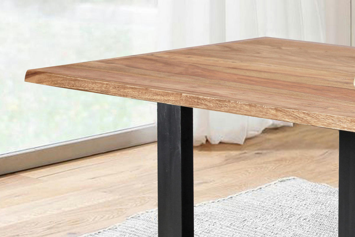 ESSTISCH MAREK - Beige/Schwarz, Holz/Metall (85/160/77cm) - SAM