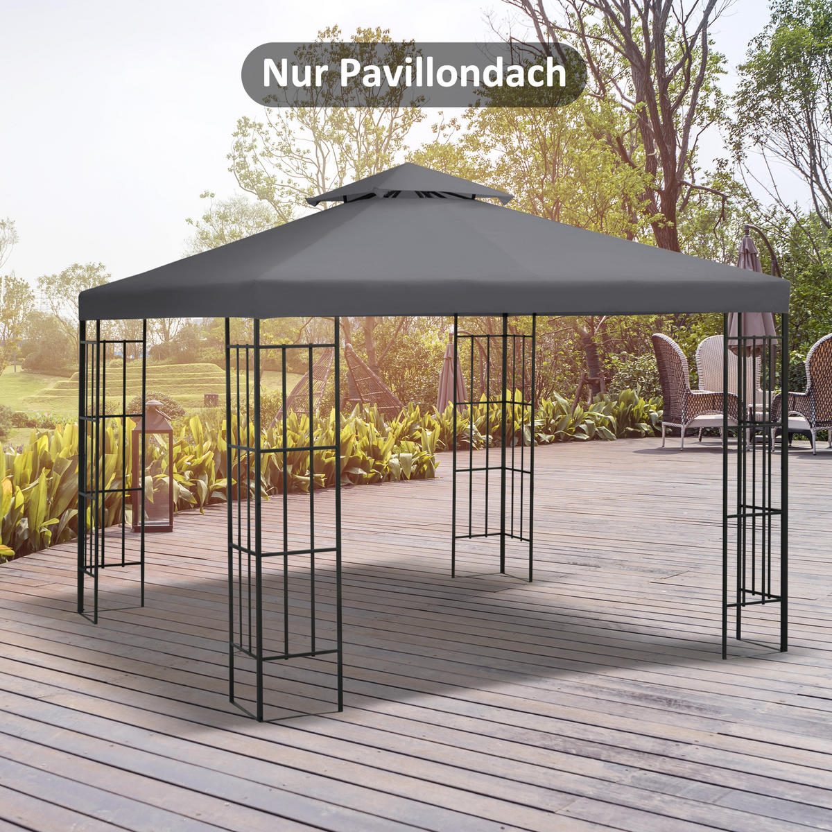 PAVILLONDACH, Polyester, Dunkelgrau - Dunkelgrau, Kunststoff (300/18/300cm) - Outsunny