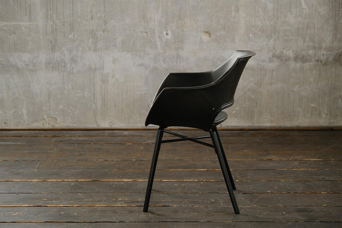 STUHL ZAJA Schwarz Kunstleder - Schwarz, Leder (57/82/59cm) - KAWOLA