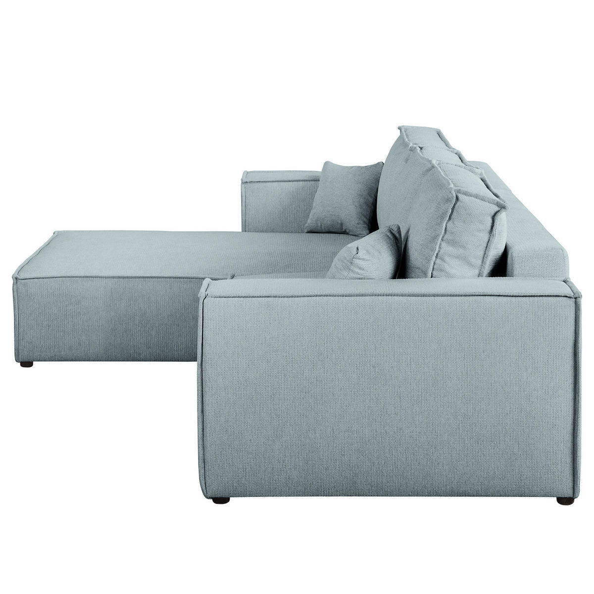 ECKSOFA mit Schlaffunktion - 290 cm - Blaugrau/Schwarz, Kunststoff/Textil (290/185cm) - home24