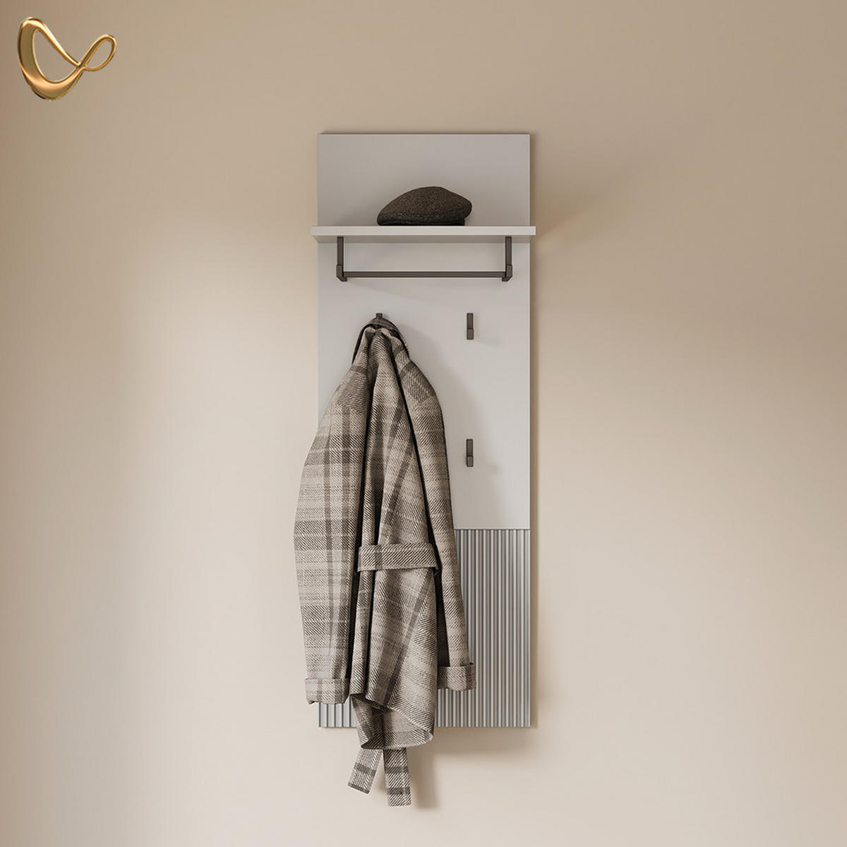 WANDGARDEROBE Aterno Grau 43 x 120 cm - Grau, Holzwerkstoff (43/120/27cm) - Livinity®