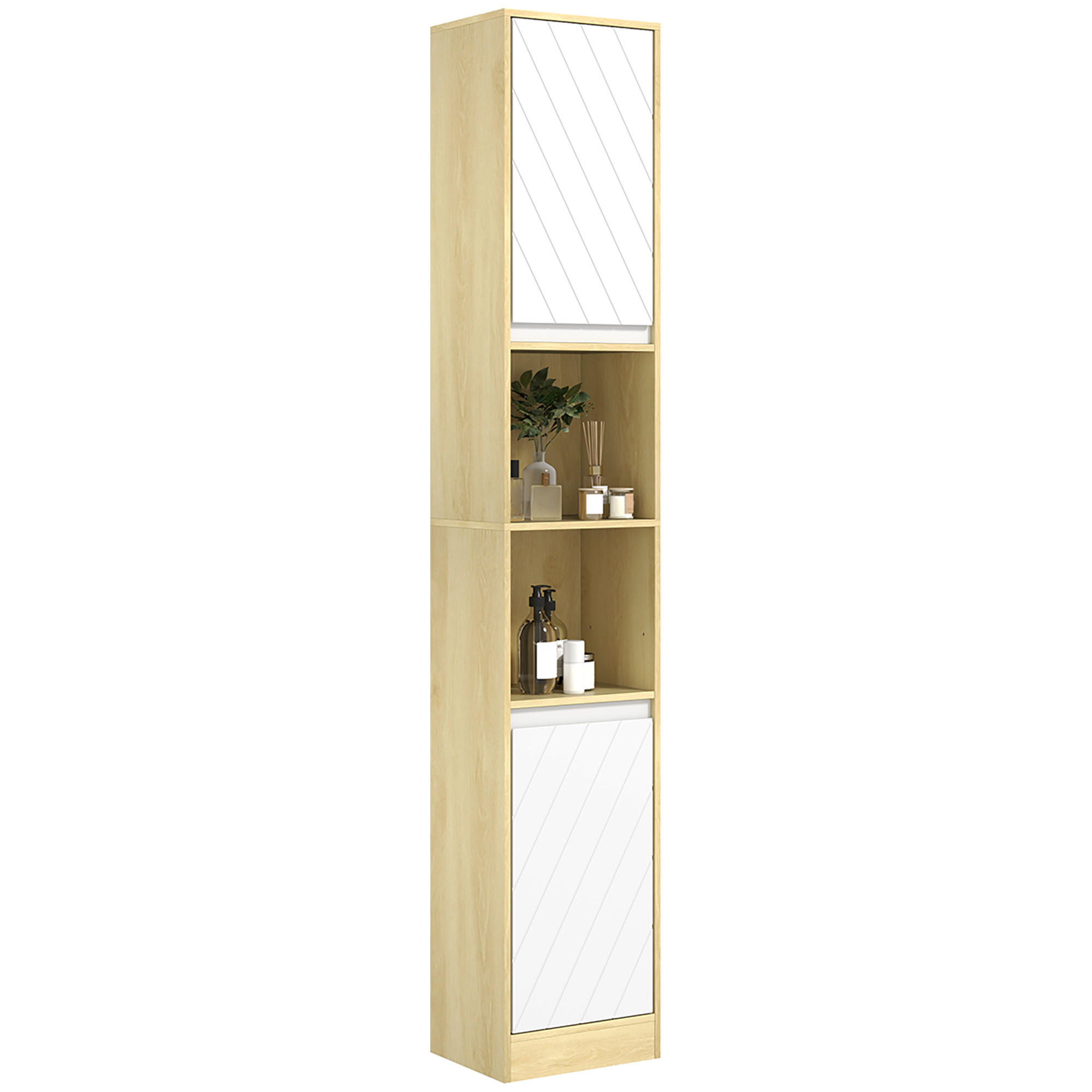 HOCHSCHRANK DE-12489 30/24/170 cm Eiche hell / Weiß - Weiß, Holzwerkstoff (24/170/30cm) - ComfortXL