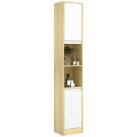 HOCHSCHRANK DE-12489 30/24/170 cm Eiche hell / Weiß - Weiß, Holzwerkstoff (24/170/30cm) - ComfortXL
