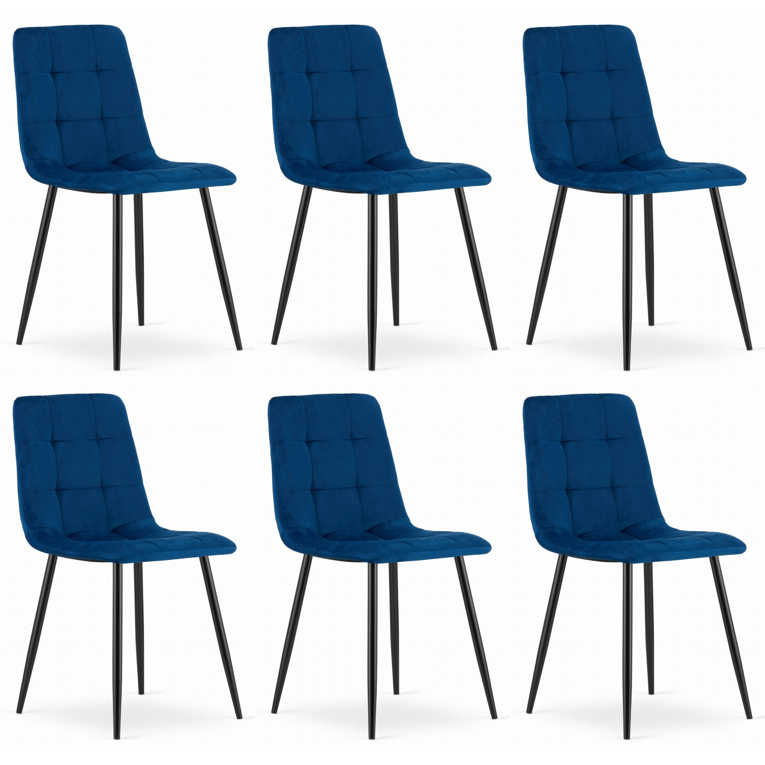 STUHL CETARA 6-er Set, Blau, mit Samtstoff gepolstert - Blau, Textil/Metall (45/87/51cm) - Komodee