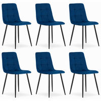 STUHL CETARA 6-er Set, Blau, mit Samtstoff gepolstert - Blau, Textil/Metall (45/87/51cm) - Komodee