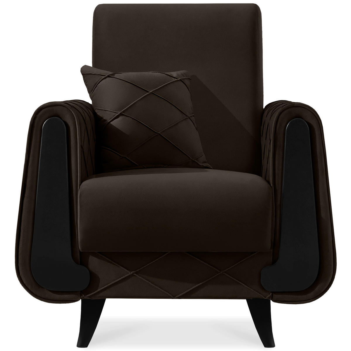 SESSEL GUSTAVO III Velours, Braun - Braun, Holz/Holzwerkstoff (83/95/92cm) - KONSIMO®