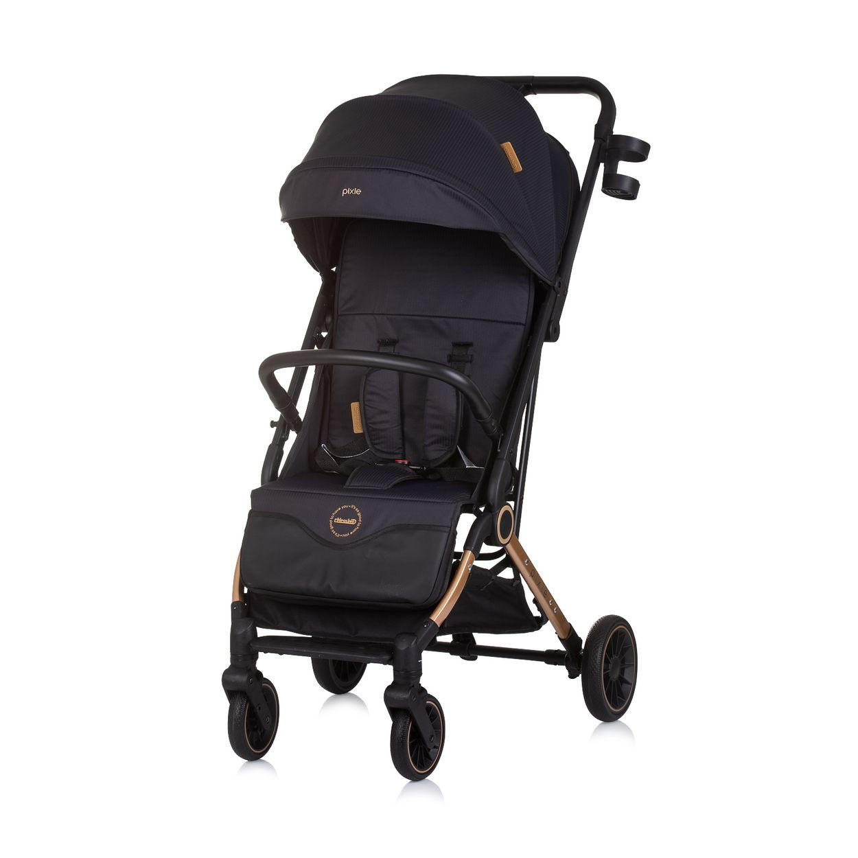 BUGGY Pixie schwarz gold zusammenklappbar Getränkehalter Korb 22 kg - Schwarz, Metall (78/53/104cm) - Chipolino