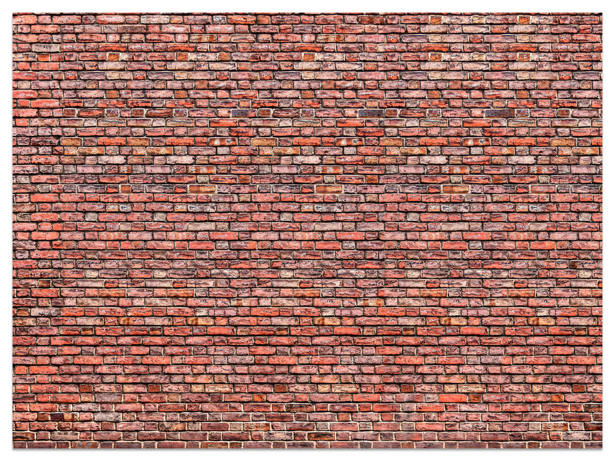 FOTOTAPETE für Wohnzimmer Alter Ziegelstein Roter Wand Rustikal 350x256 - Rot/Orange, Papier (350/256cm) - Muralo