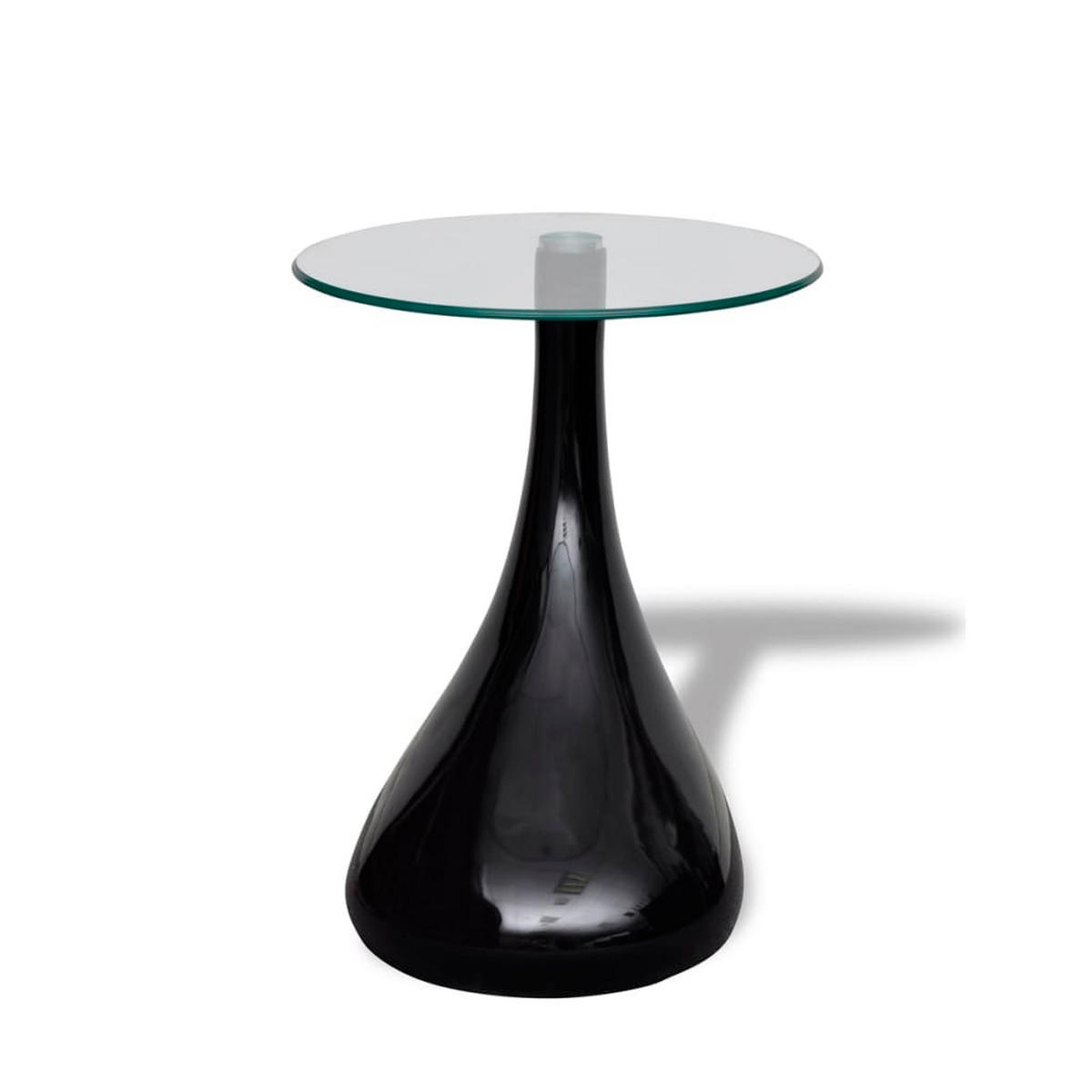 COUCHTISCHE 2 Stk. mit Runder Glasplatte Hochglanz Schwarz - Schwarz, Kunststoff (42/42/55cm) - furnicato