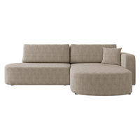 ECKSOFA Zerte Cord, Seite: Rechts - Beige/Schwarz, Holz/Kunststoff (252/175cm) - MIRJAN24