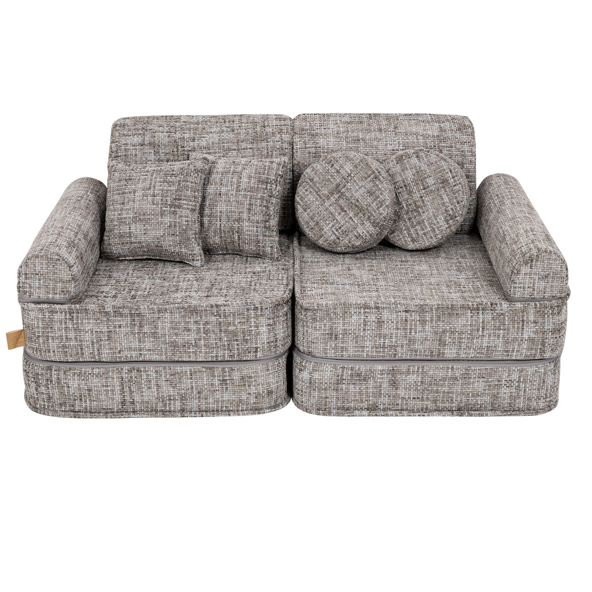KINDERSOFA, Pocket Plus, Tangle, Mondgrau - Graubraun, Textil (120/25/60cm) - MeowBaby