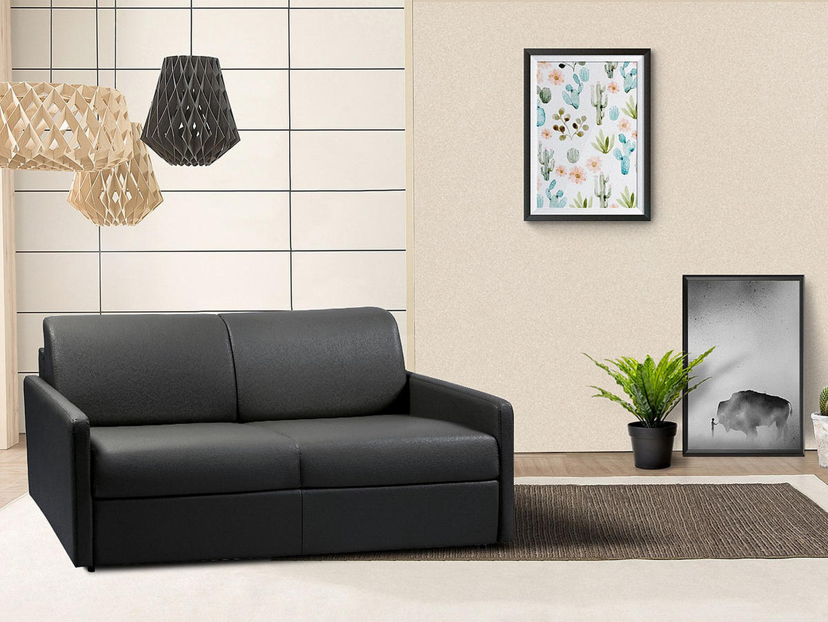 SCHLAFSOFA - 3 Personen - Kunstleder - Schwarz - Schwarz, Leder (170/97/223cm) - Vente-Unique