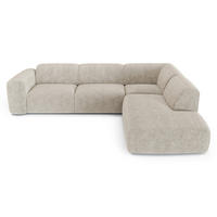 ECKSOFA RECHTS Gemusterter Samt Beige 269cm - Beige, Textil (269/221cm) - Sia Home
