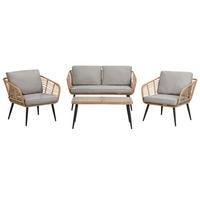 4-SITZER LOUNGE SET Rattan Natürlich Corinth Ii - Naturfarben, Kunststoff - Beliani